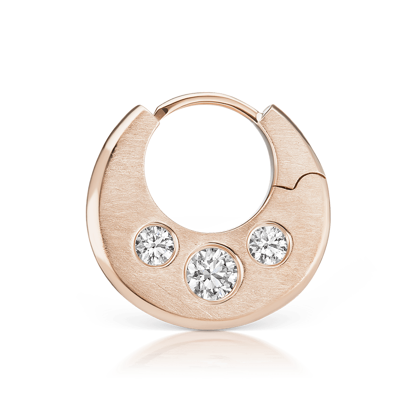 Diamond Crescent Reversible Hoop Earring Rose Gold 6.5mm