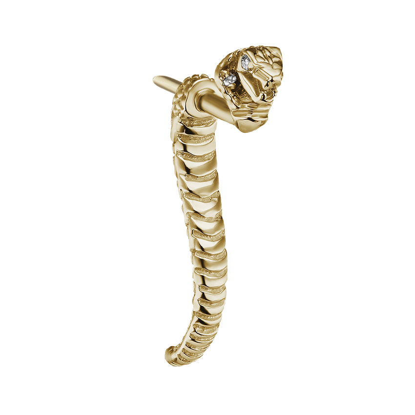 Diamond Eyes Diamond Hood Cobra Talon Traditional Earstud Yellow Gold 16mm