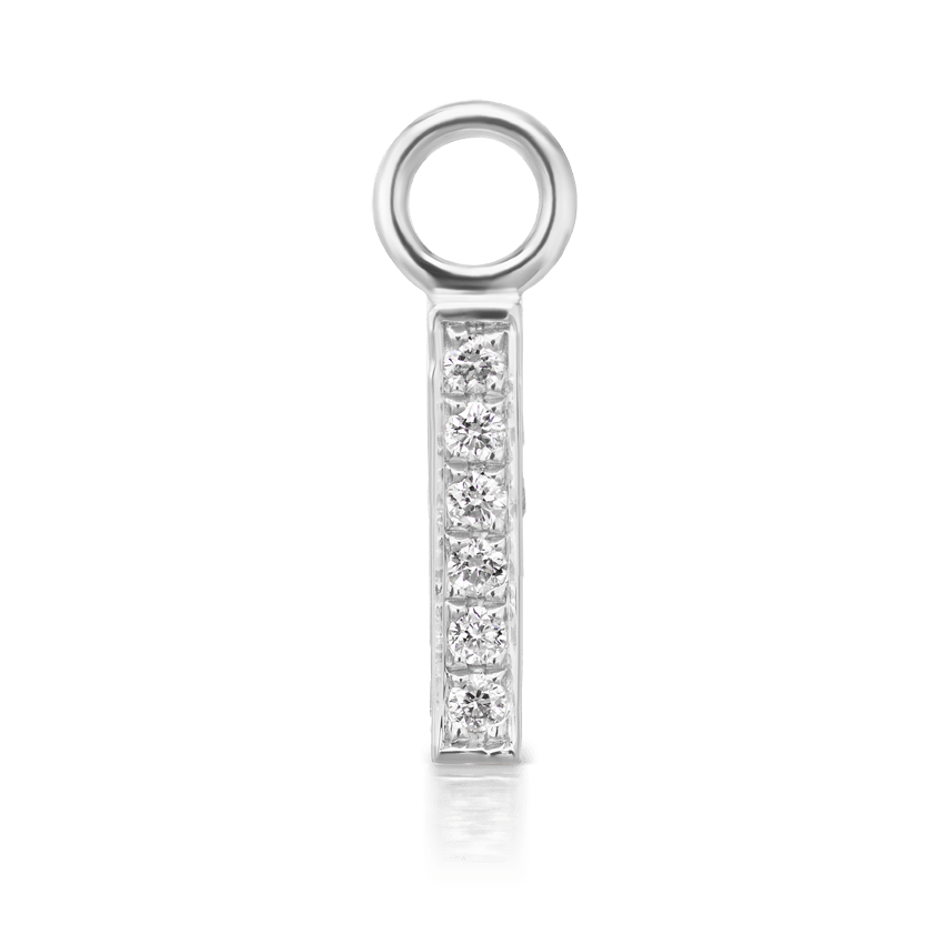 Diamond Pavé Square Bar Charm White Gold 7mm