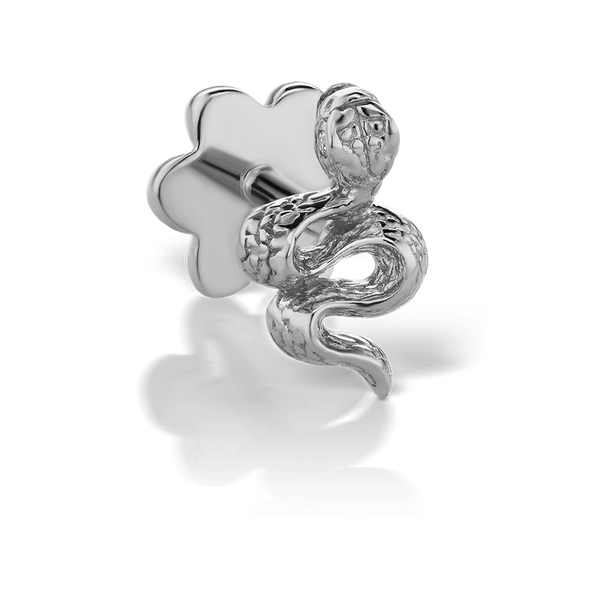 Engraved Snake with Diamond Eyes Threaded Stud Earring MARIA TASH