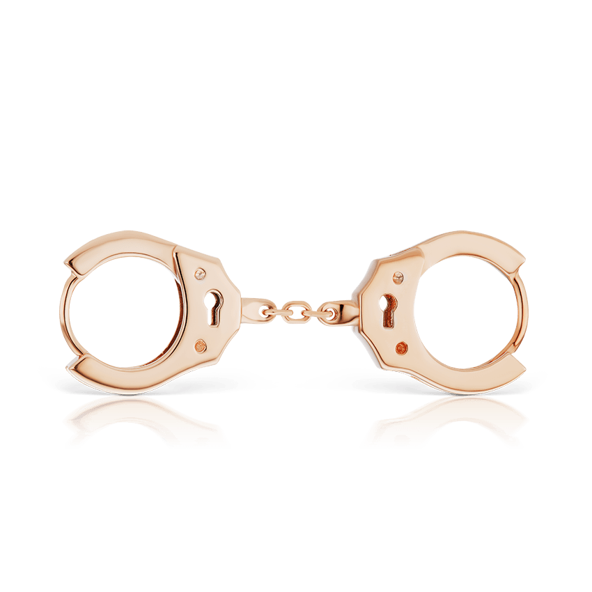 Handcuff Hoop Earring with Short Chain Rose Gold 8mm