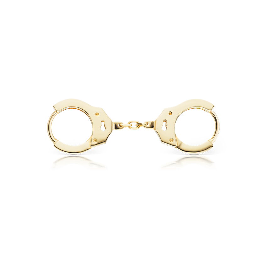 Handcuff Hoop Earring with Short Chain Yellow Gold 6.5mm