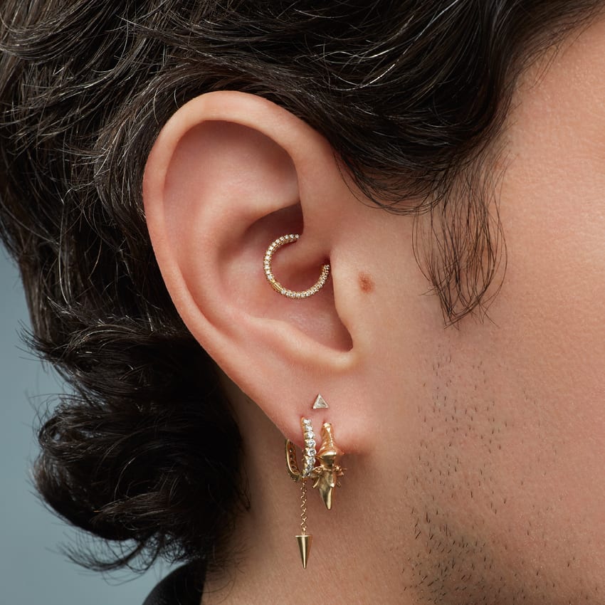 Javanese Spike Hoop Earring Rose Gold 8mm