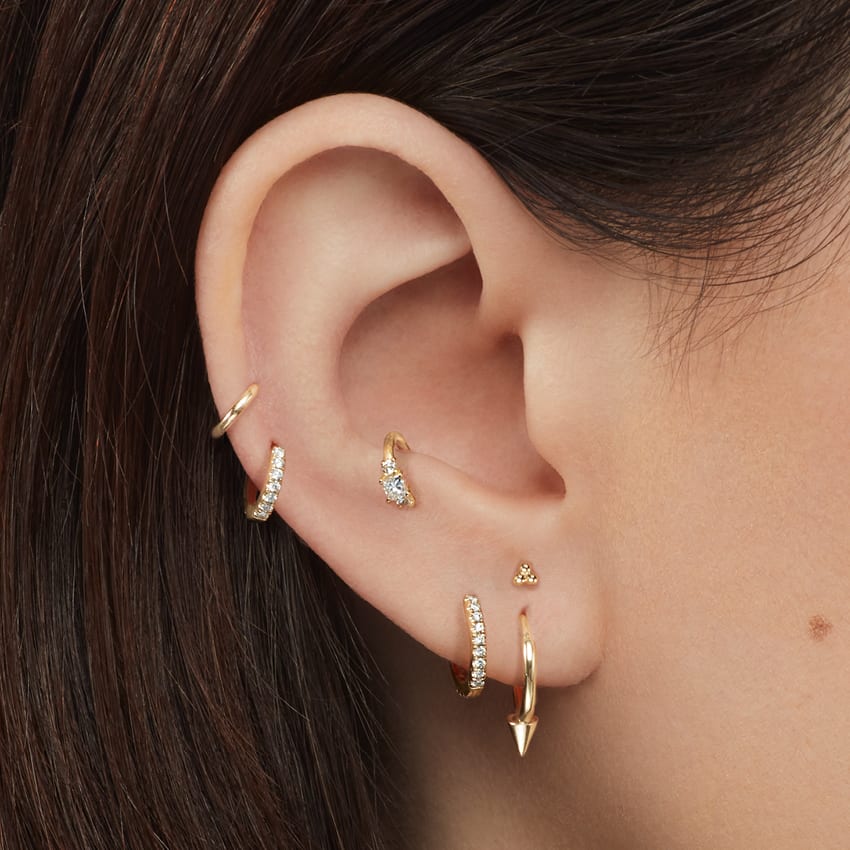 Diamond Eternity Hoop Earring Black Gold 5mm MARIA TASH