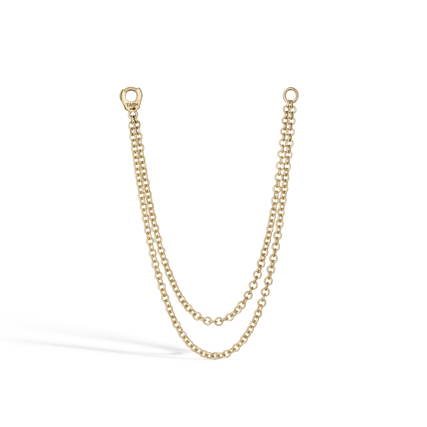 Double Chain Connecting Charm Yellow Gold 76 mm