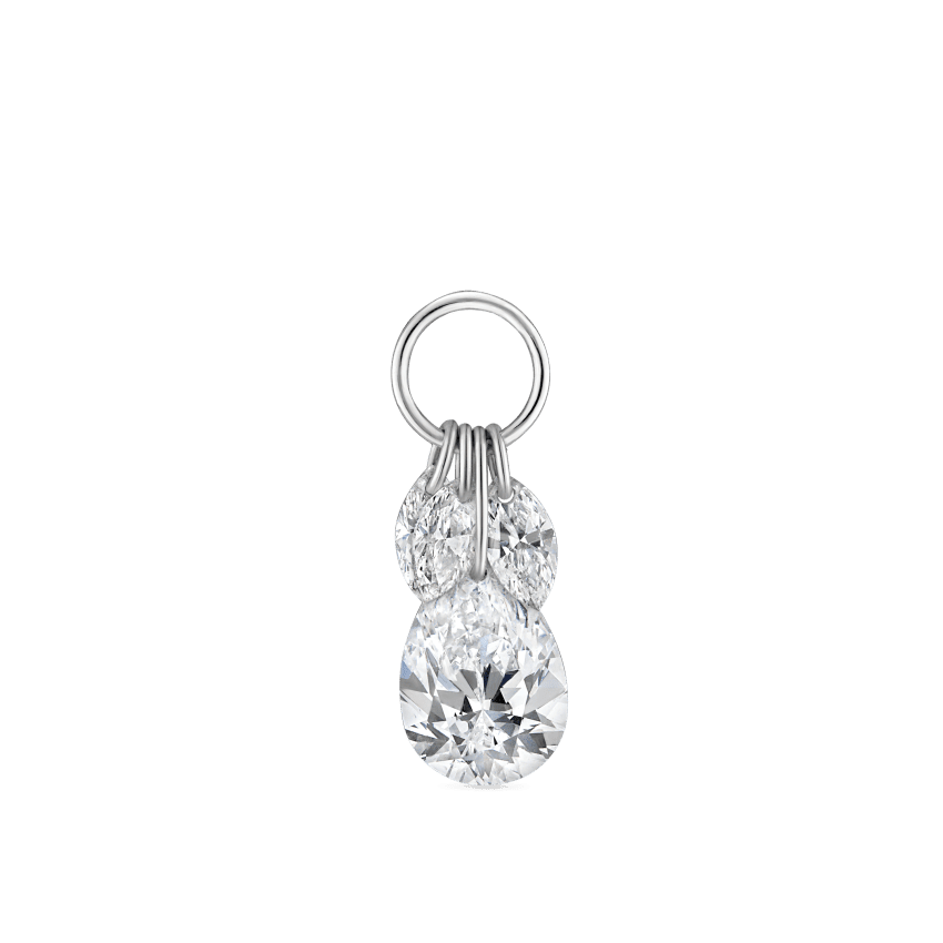 Floating Pear Diamond Plume Charm