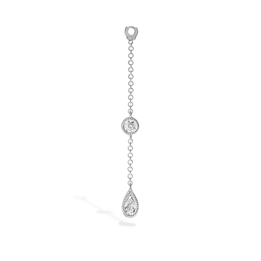 Pendulum Charm Scalloped Set Pear and Round Diamond