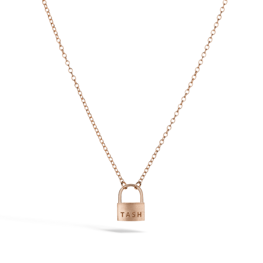 Large Padlock Necklace Rose Gold 18 Inches 1.8mm