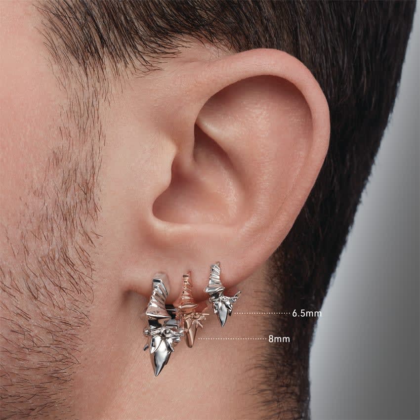 Javanese Spike Hoop Earring White Gold 8mm