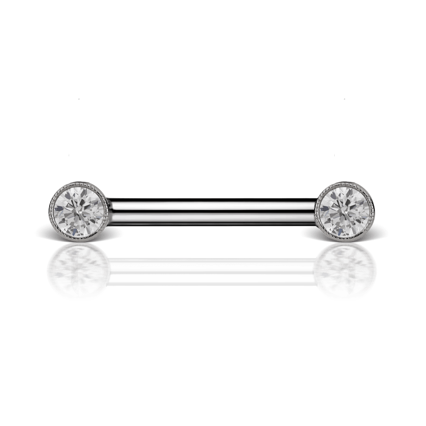 Cubic Zirconia Engraved Nipple Barbell MARIA TASH