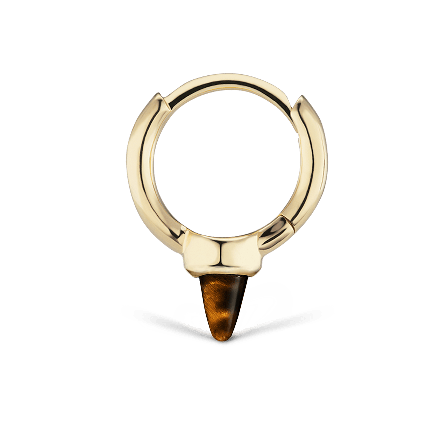 Tiger's Eye Single Short Spike Hoop Earring (Non-Rotating)