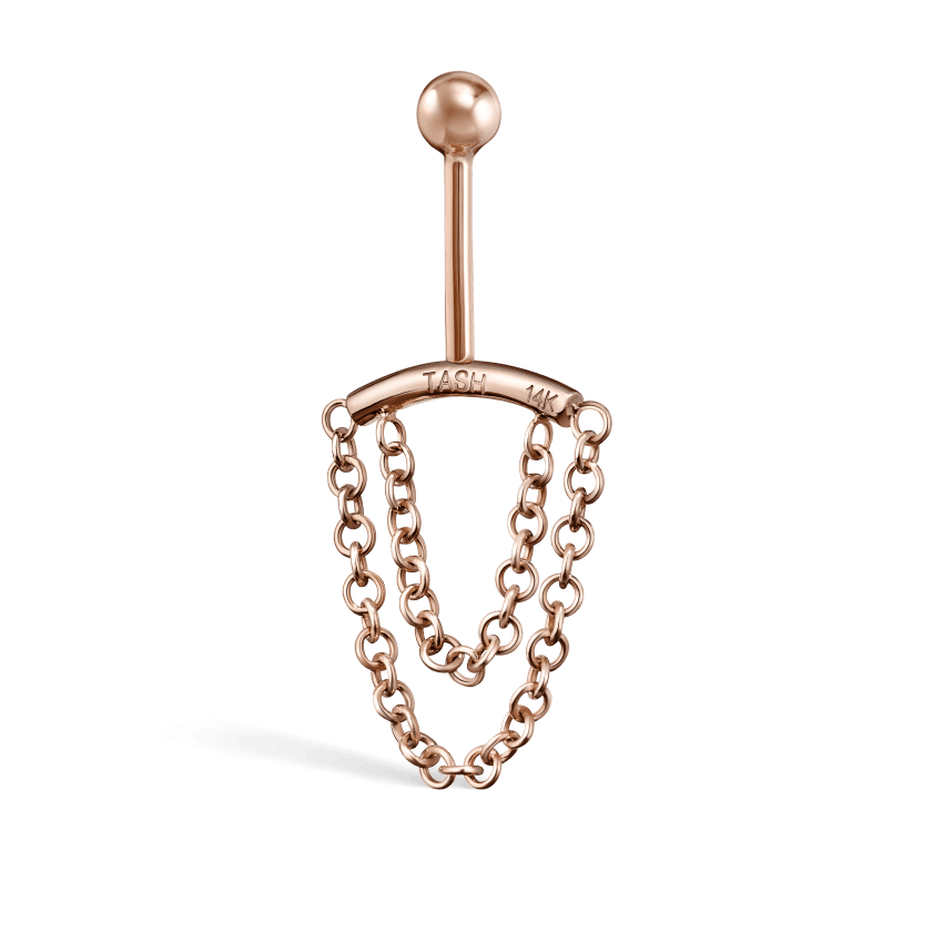 Double Chain Drape Rose Gold Vertical