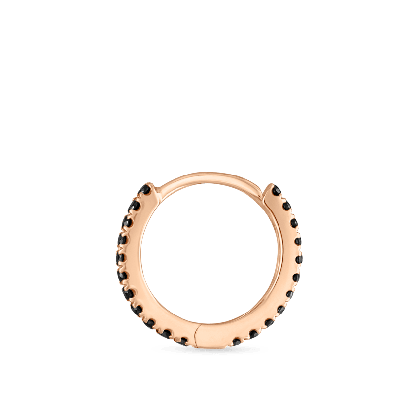 Black Diamond Eternity Hoop Earring Rose Gold 8mm