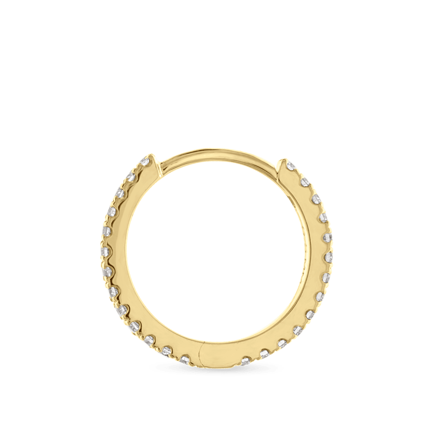 Diamond Eternity Hoop Earring Yellow Gold 9.5mm