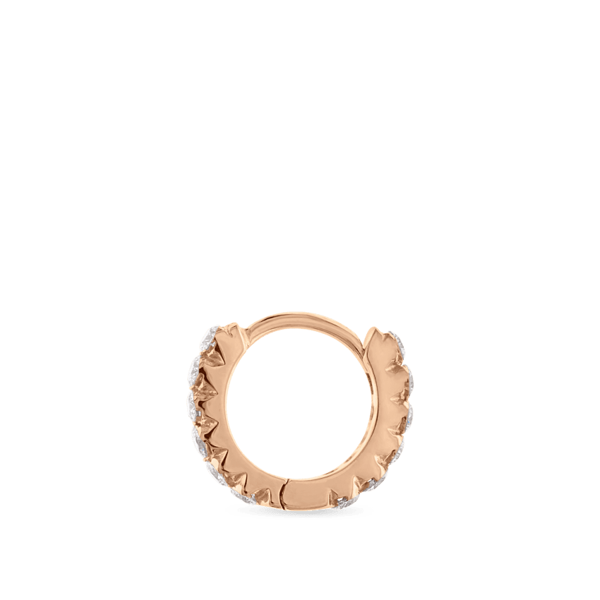 Invisible Set Diamond Eternity Hoop Earring Rose Gold 6.5mm