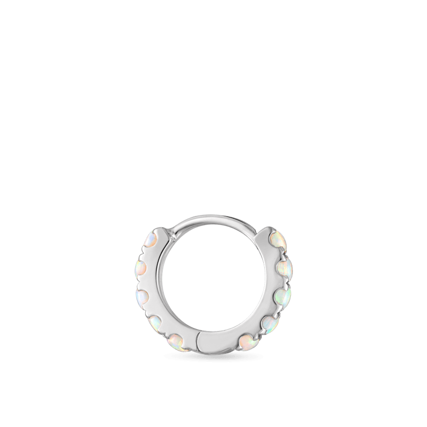 Opal Eternity Hoop Earring White Gold 6.5mm