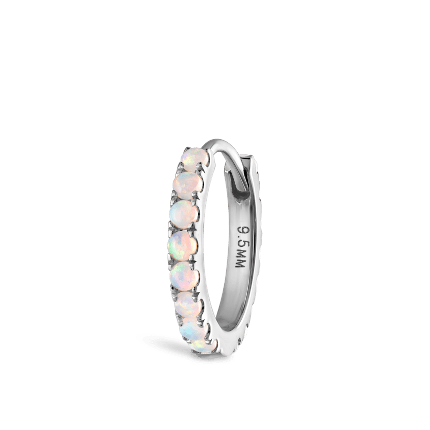 Opal Eternity Hoop Earring White Gold 9.5mm