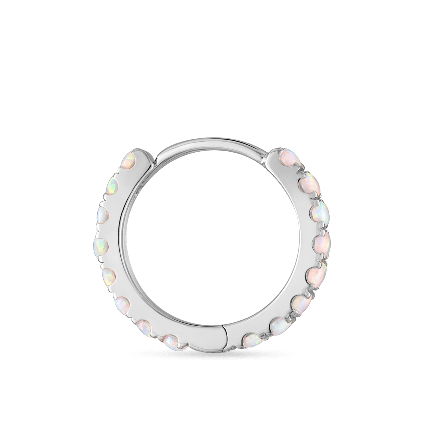 Opal Eternity Hoop Earring White Gold 9.5mm