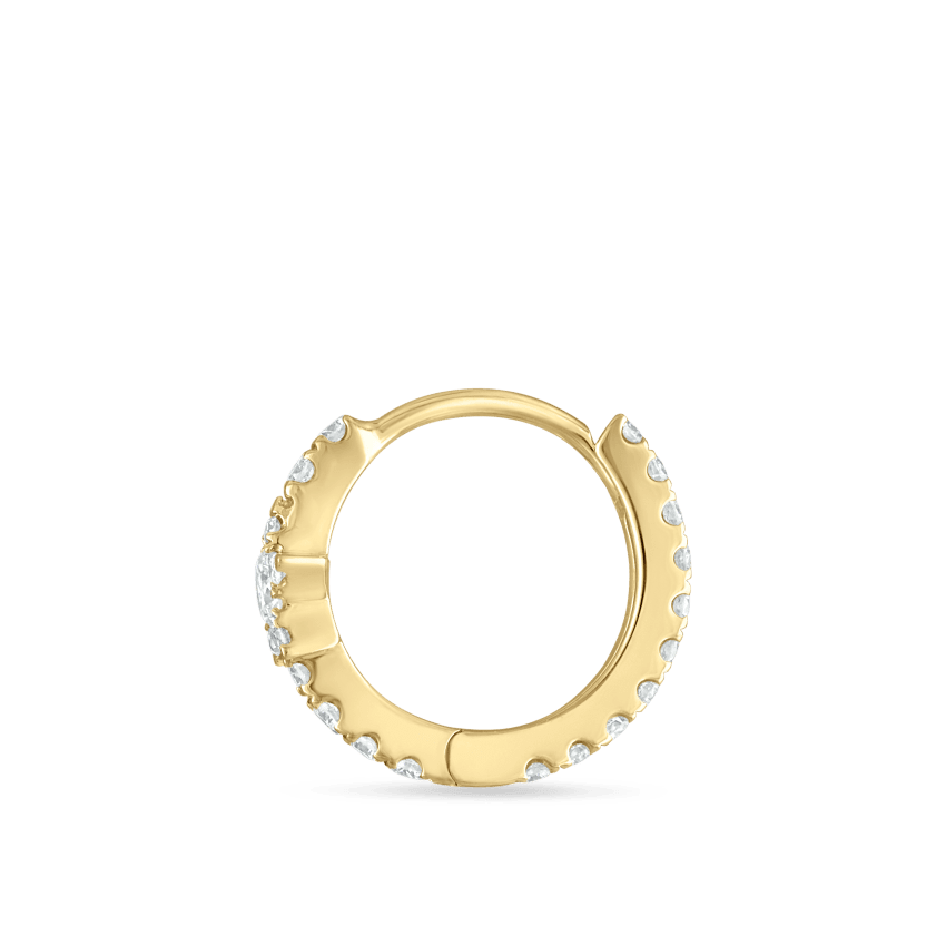 Diamond Star Eternity Hoop Earring Yellow Gold 8mm