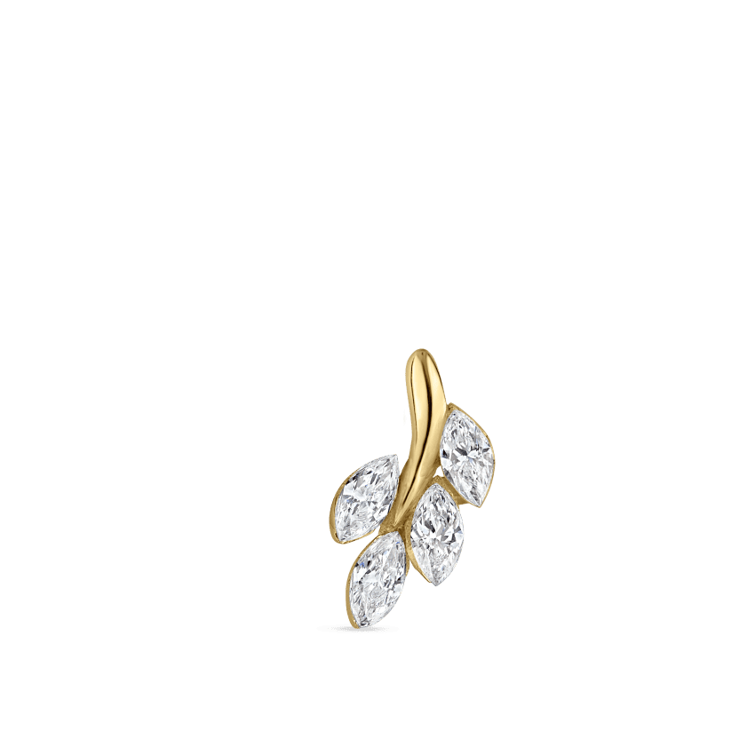 Diamond Vine Threaded Stud Earring Yellow Gold 8mm Left