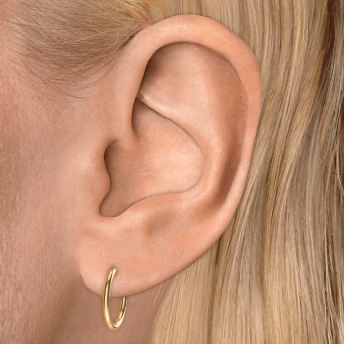 Plain Gold Hoop Earring Yellow Gold 11mm 16 Gauge = 1.3mm