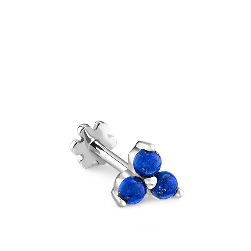 Lapis Trinity Threaded Stud Earring