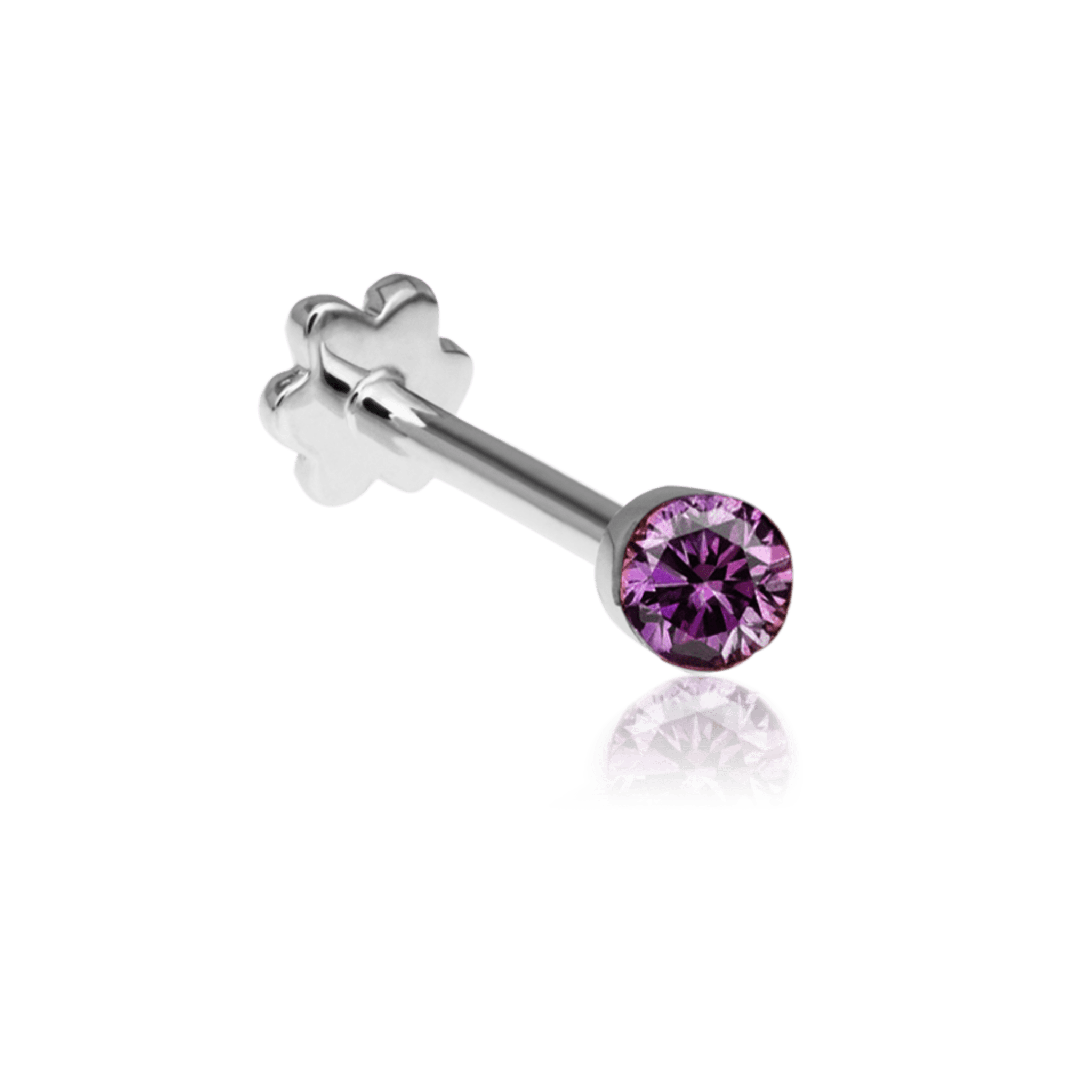 Invisible Set Rose Purple Diamond Threaded Stud Earring | MARIA TASH