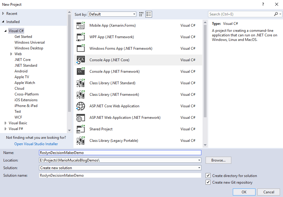 New Project Roslyn Decision Maker Demo
