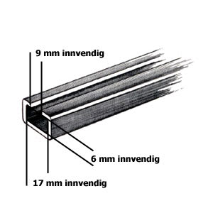 Glideskinne Aluminium 22x11mm-1m