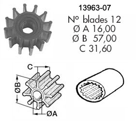 Impeller 107 VP/Bukh/Perkins/Yanmar/Johnson 1027B