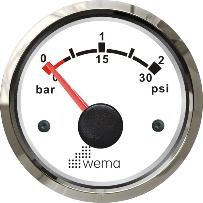 Wema Turbotrykkmåler Silverline Hvit 110673 52mm 12/24V