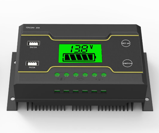 Solcelleregulator 20A 12V/24V PWM Display