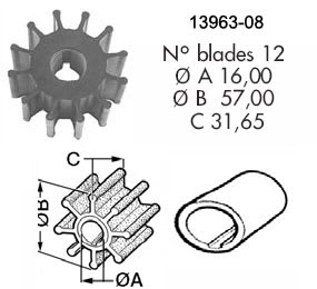 Impeller 108 VP B21/23/25/30/D21/D32/ Yanmar 3QM