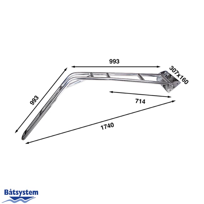 Båtsystem Davit DV42-1 for avrundet akterspeil