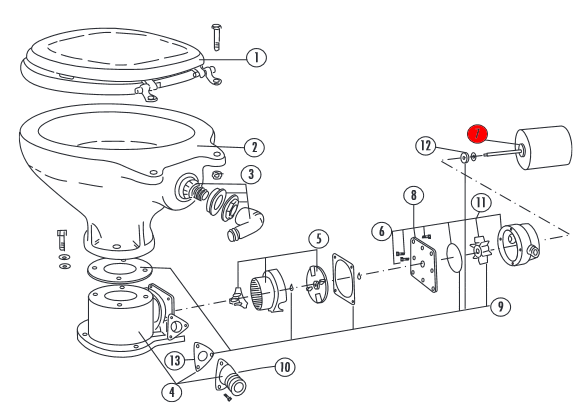 Elektrisk Motor til Matromarine Toalett 24V