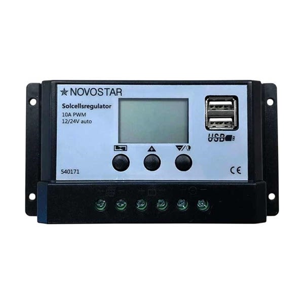 Solcelleregulator 10A 12V/24V PWM Display