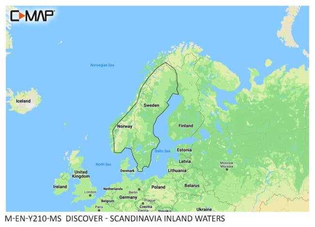 C-Map Discover Innlandsvann i Skandinavia