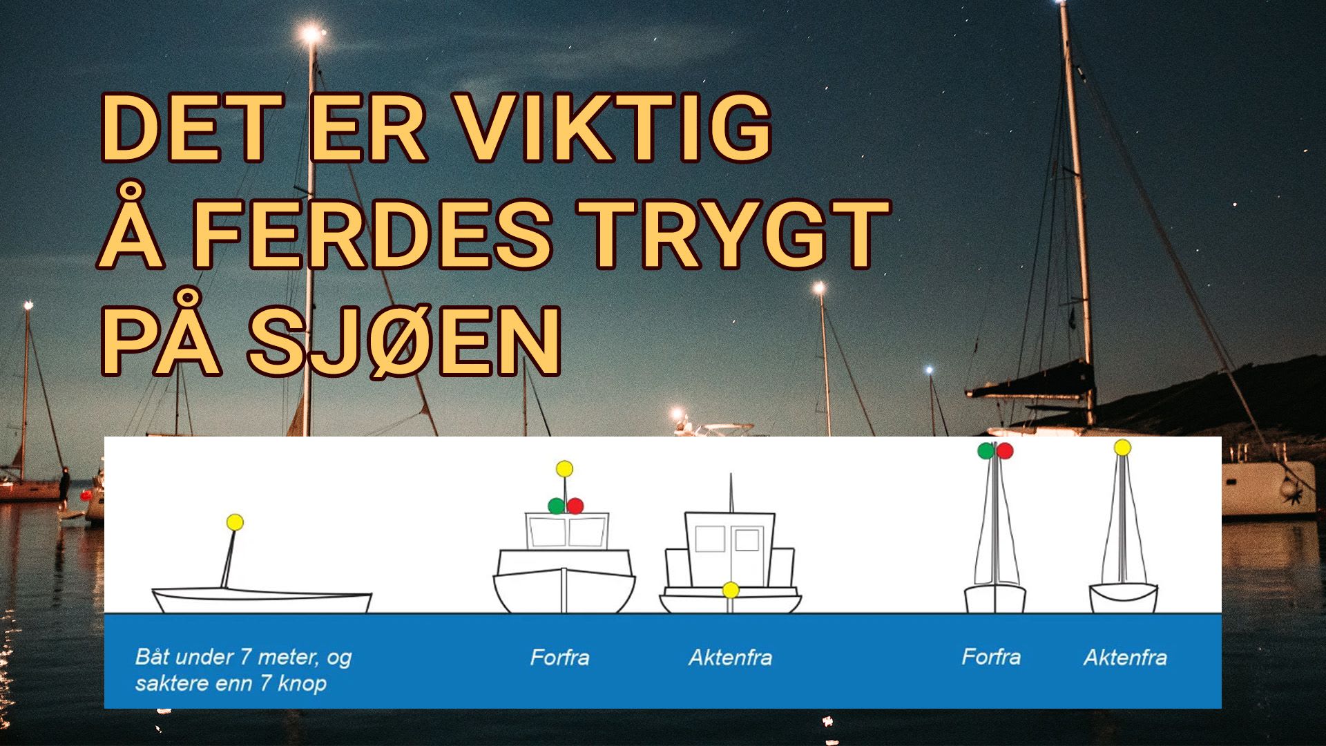 Det er viktig å ferdes trygt på sjøen. Se vår guide for lanterner til båt her