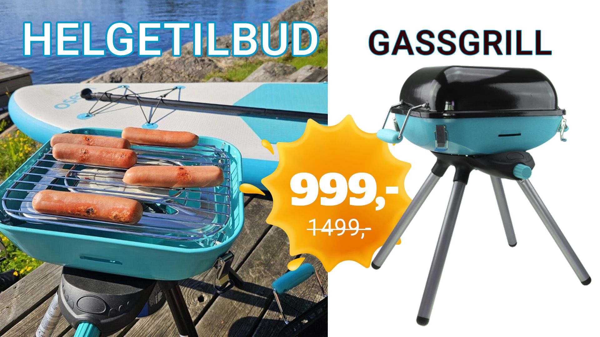 Helgetilbud på gassgrill til kun 999,-