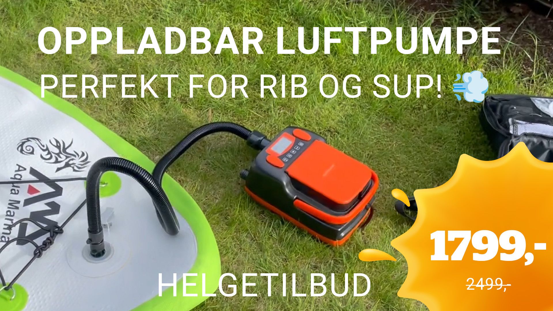 Oppladbar luftpumpe på helgetilbud
