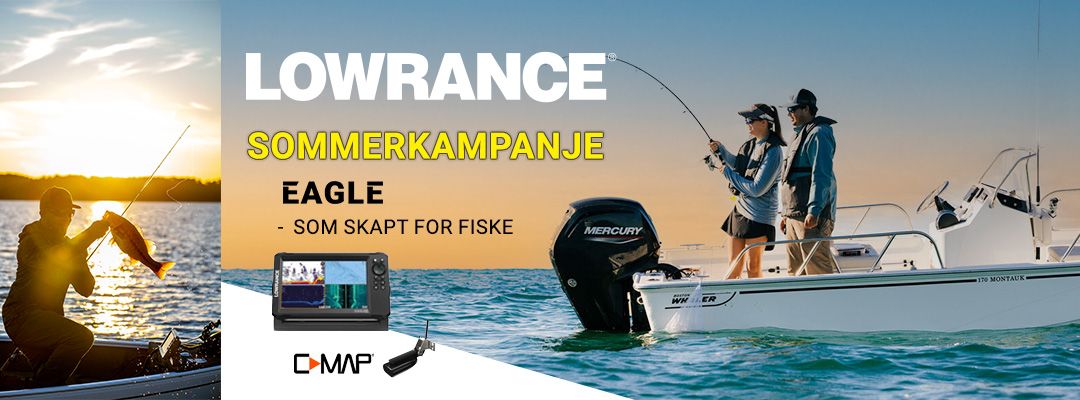 Få Lowrance Eagle Splitshot svinger til 799,- ved kjøp av kartplotter
Få C-map kart til 1299,- ved kjøp av kartplotter