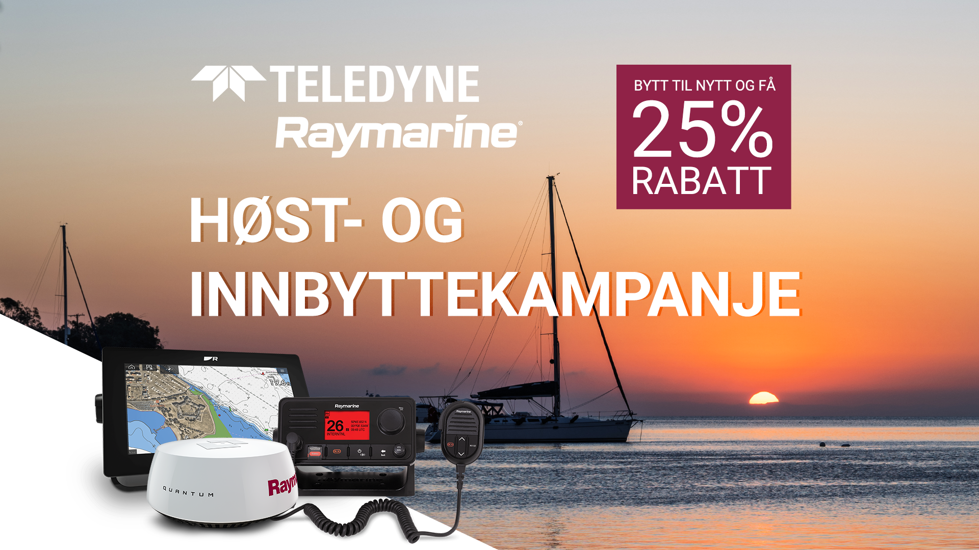 Har du hatt en sommer der elektronikken om bord ikke har spilt helt på lag? Går det litt sent når du zoomer inn og ut på kartplotteren, eller har autopiloten sluttet å fungere? Nå har du sjansen til å bytte inn din gamle enhet og få en veldig god pris på nytt produkt fra Raymarine.