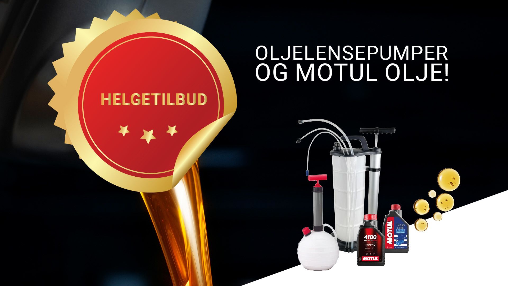 Helgetilbud på oljelensepumper og Motul olje!