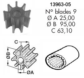 Product Image for Impeller 105 Volvo D40/61/62/70/71/100/102/12/121/122