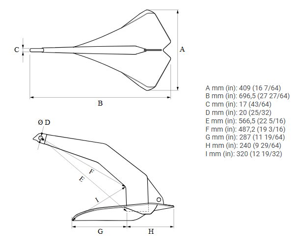 Product Image for Quick Olympic Anker 20kg Ss Høyglanspolert