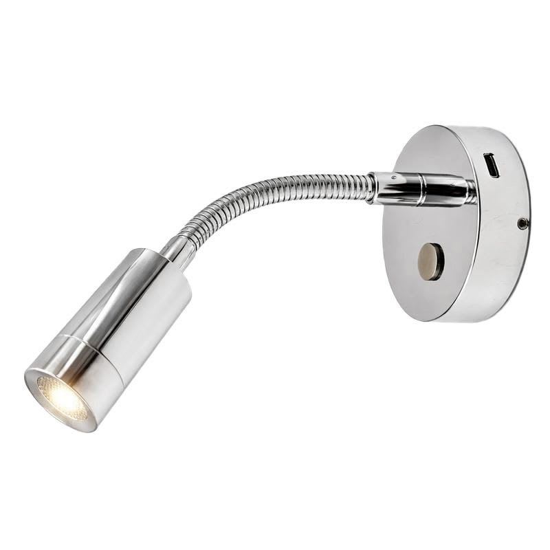 Product Image for Nautilight Aries Krom Led Leselampe Flexarm Usb-c 2w 8-30v