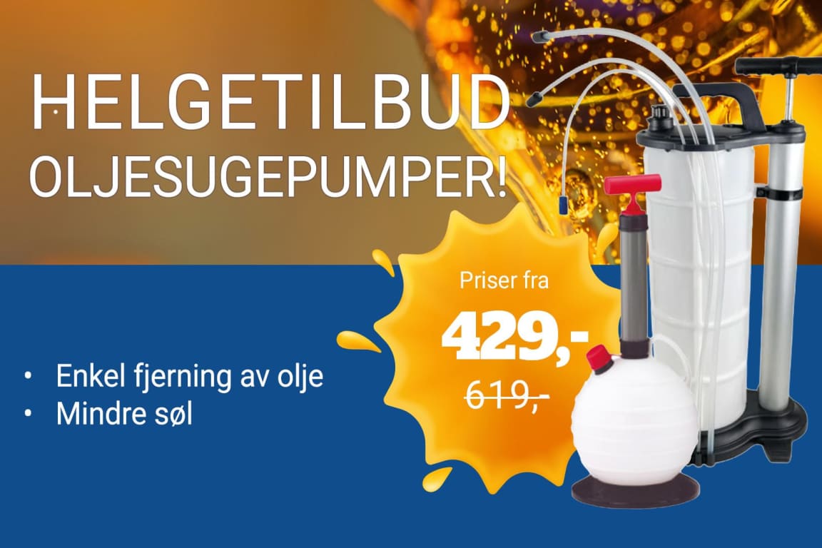 Nå får du tilbud på oljesugepumper fra kompakte 2,5 liters modeller til 14 liters vakuumpumpe. Gjør oljeskiftet enklere, raskere og renere!