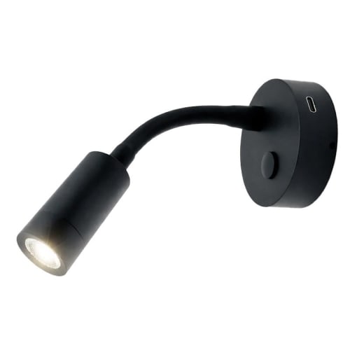 Nautilight Aries Sort LED Leselampe flexarm USB-C 2W 8-30V