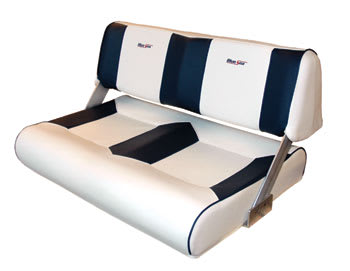 Bluesea Maia Sofa Imitert Skinn Offwhite m/Brede Blå Striper