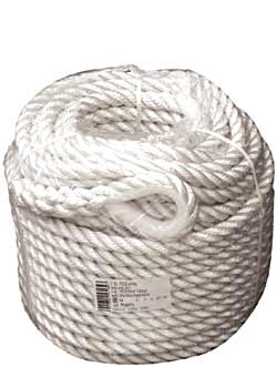 Ankertau 16mm 40m 3-slått m/Plastkause Hvit